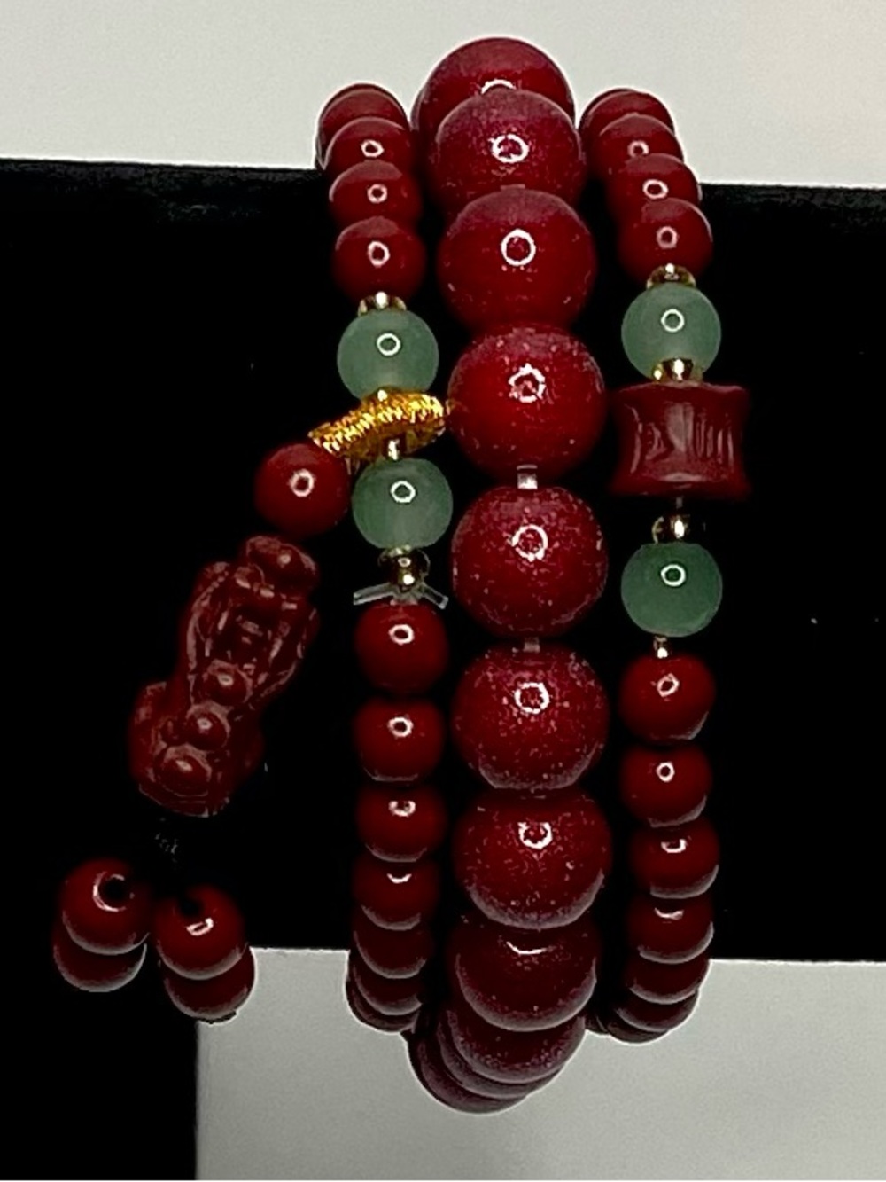 Red Beaded chocker and Bracelet Set - Picture 3 of 3